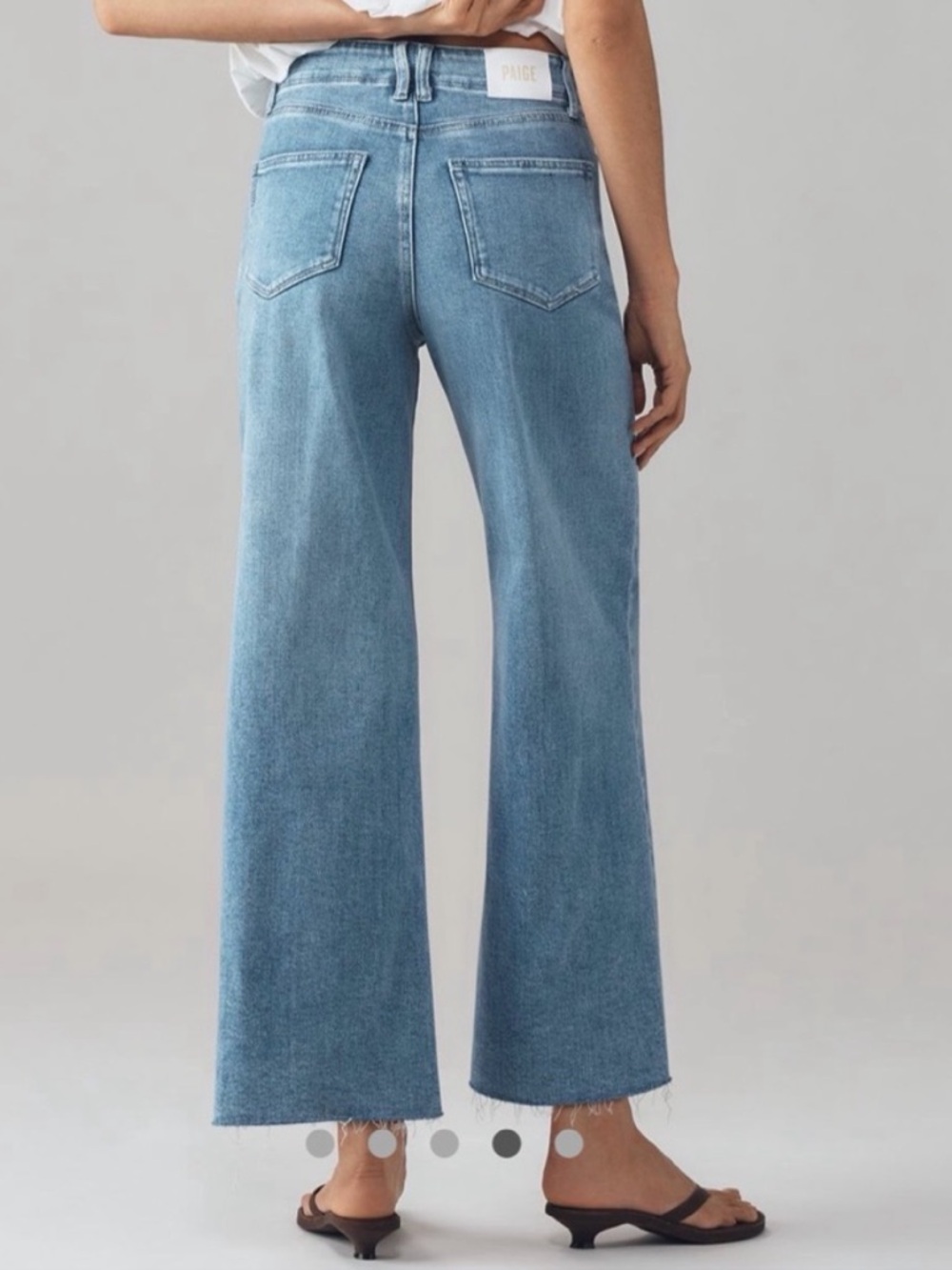 PAIGE Anessa Raw Hem Cropped Wide Leg Denim Stretch Jeans Size 32 - Picture 2 of 10